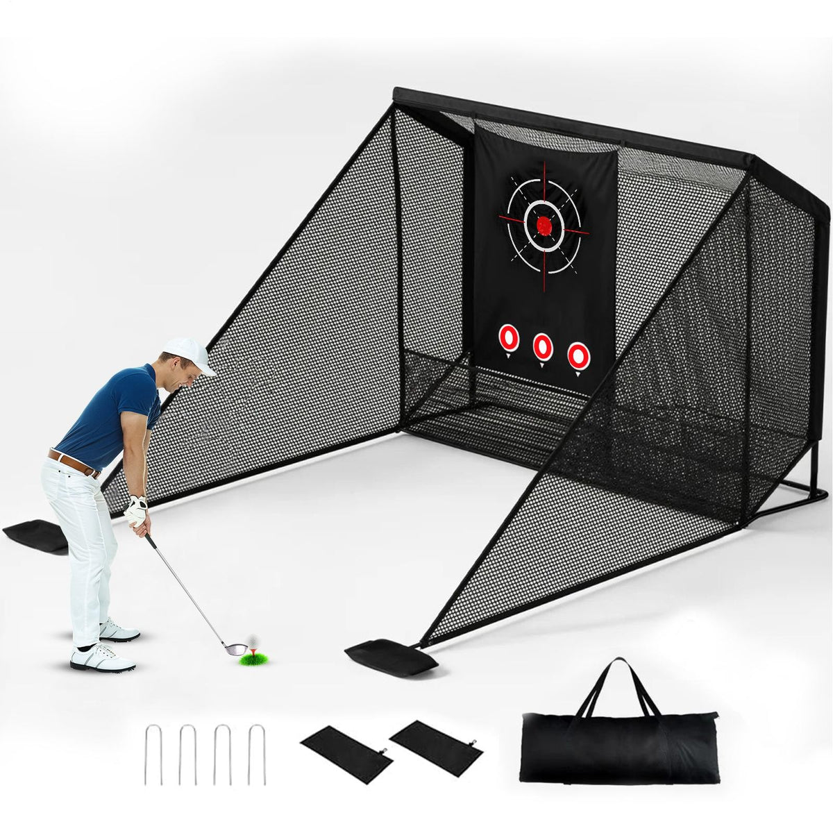 Heavy Duty 10x11ft Golf Practice Net with Target Cloth for Backyard & Indoor Use