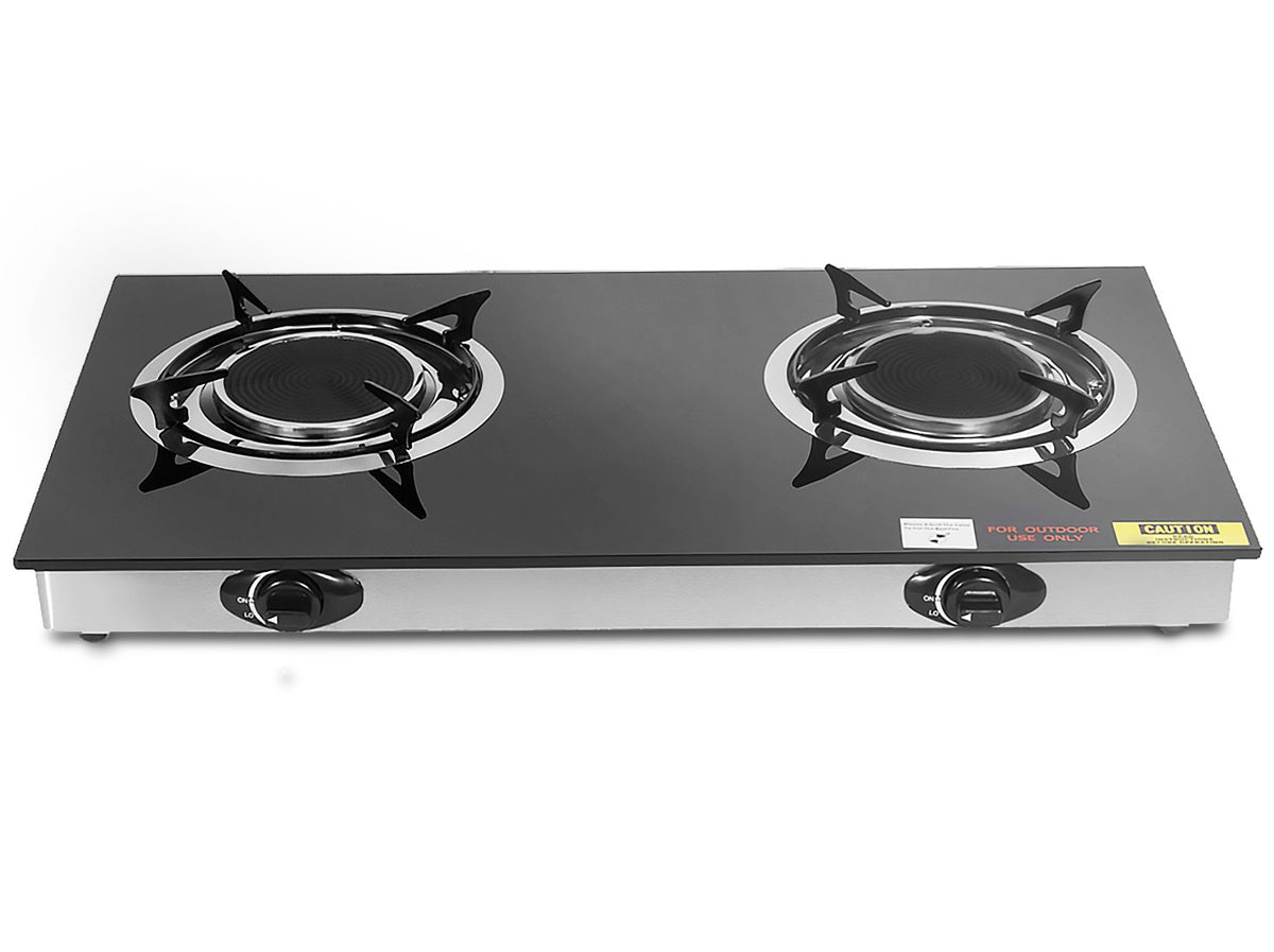 Portable Infrared Gas Stove Double Burner Propane BBQ Camping Outdoor