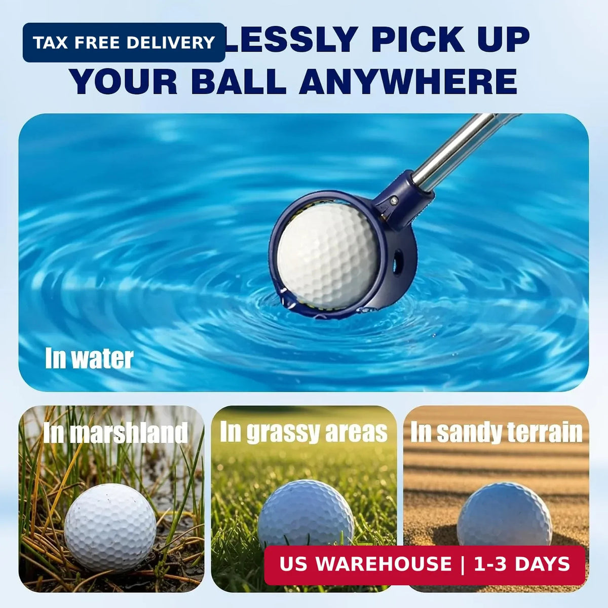 Telescopic Golf Ball Retriever 9-20Ft Water Pond Grabber Tool