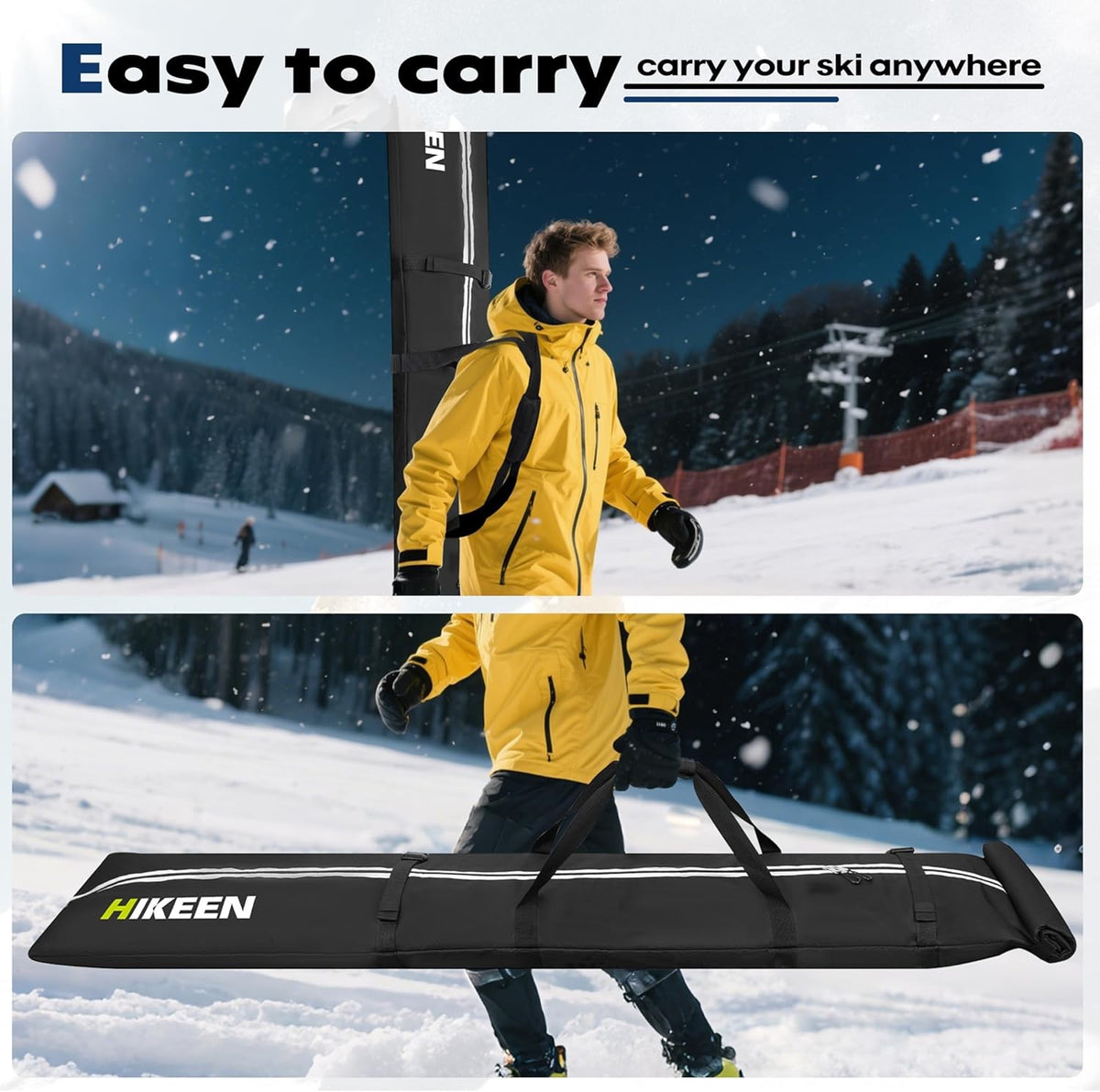 Full Padded Waterproof Ski Bag for Air Travel Up to 84.6 Inches