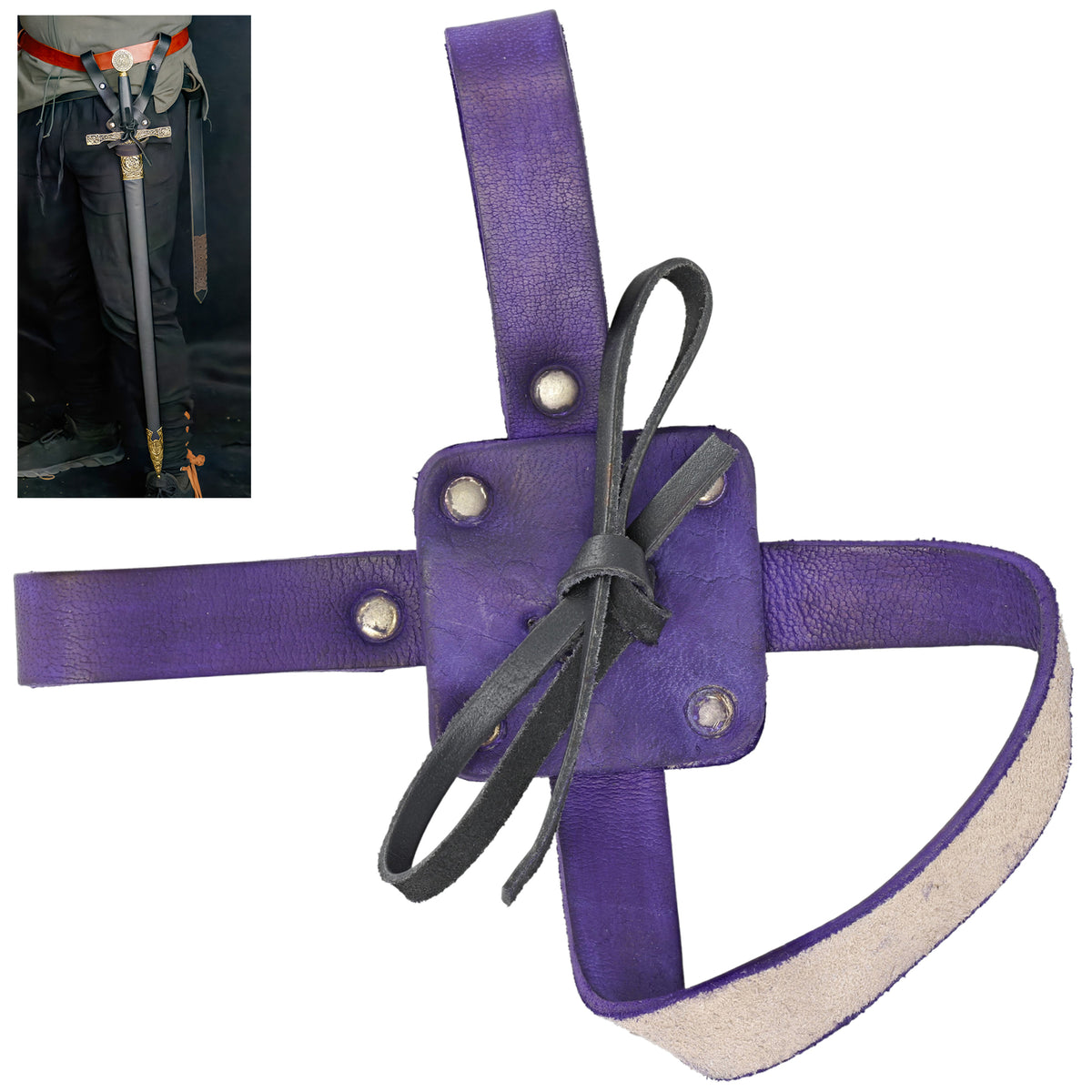 Ambidextrous Leather Sword & Axe Frog Holder for LARP & Medieval Cosplay