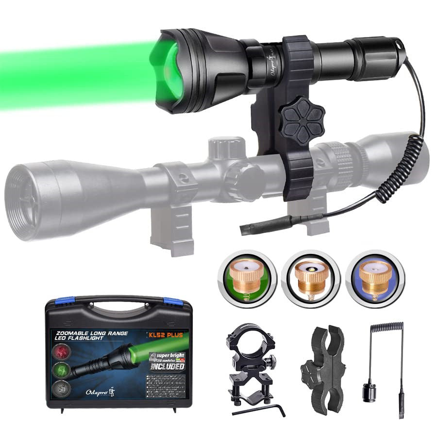 Zoomable Hunting Light with Interchangeable Red Green White IR850 Optics