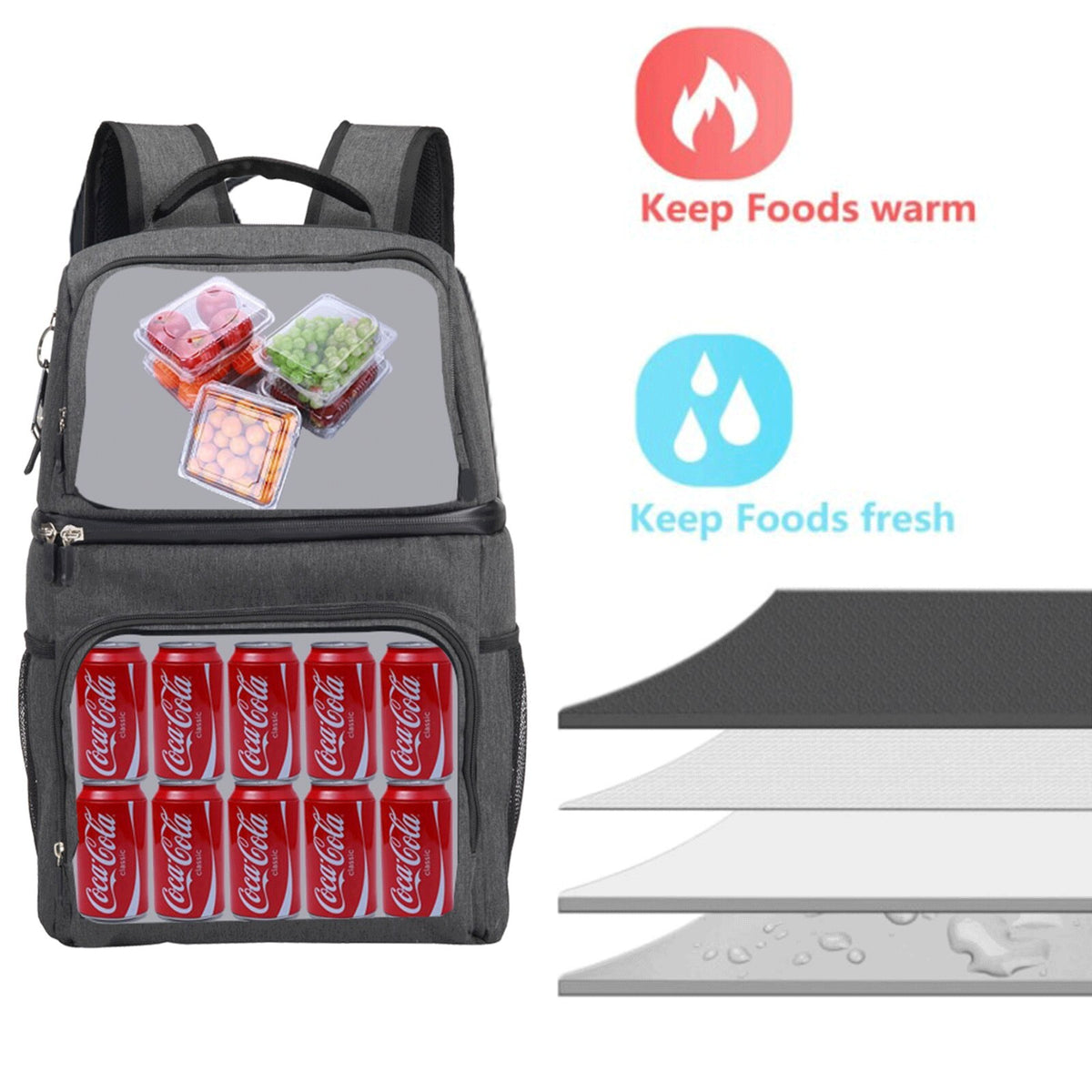 Insulated Cooler Backpack for 26 Cans - Dual Compartment Leakproof Design