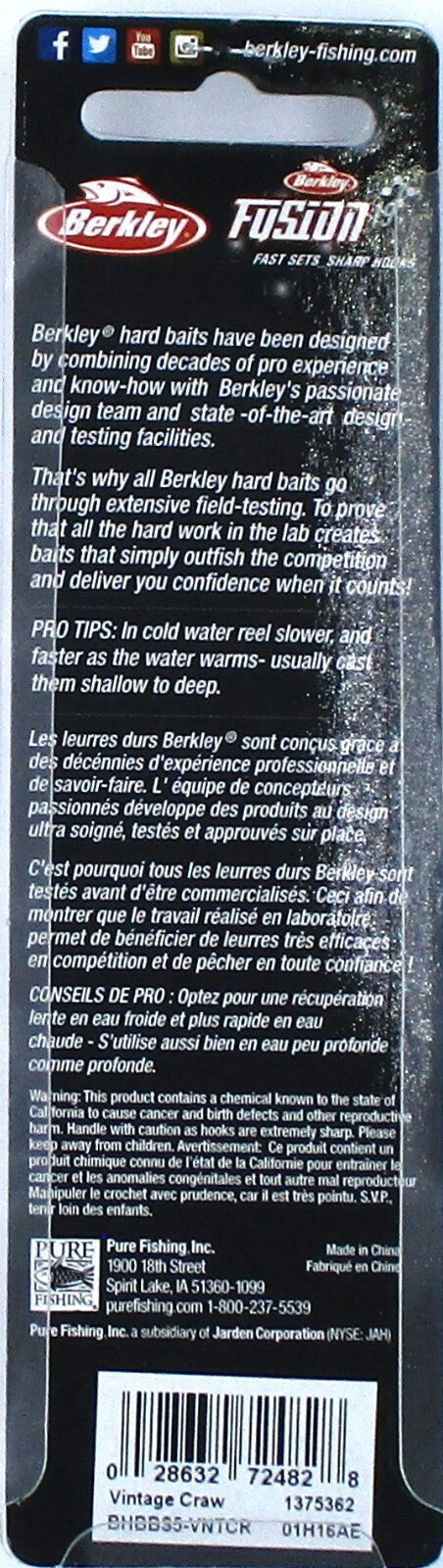 Berkley 1/4 Oz 2-Inch Rattle Crankbaits - Vintage Craw, Slow Rise Fishing Lures