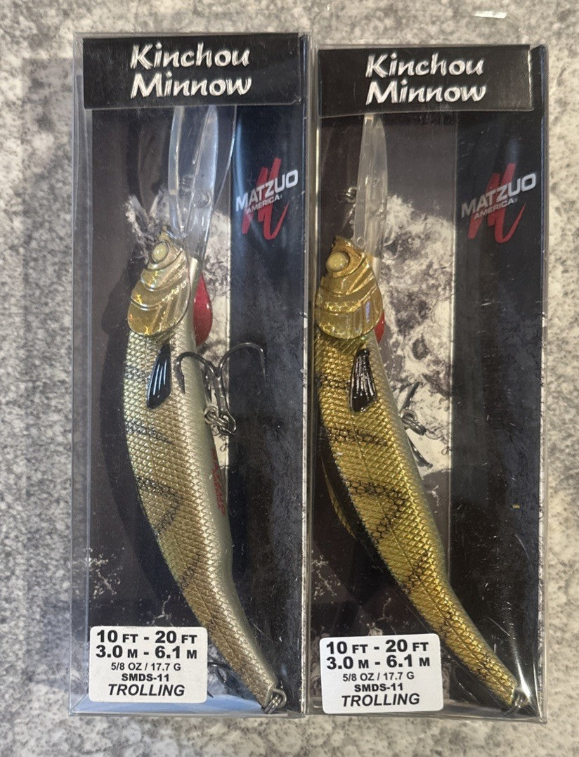Matzuo Kinchou Minnow Bait for Walleye - 2 Pack Natural Live Fish