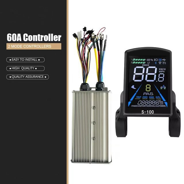 Electric Bike Controller 48V-72V 1000W-3000W Dual Mode Sine Wave LCD Display