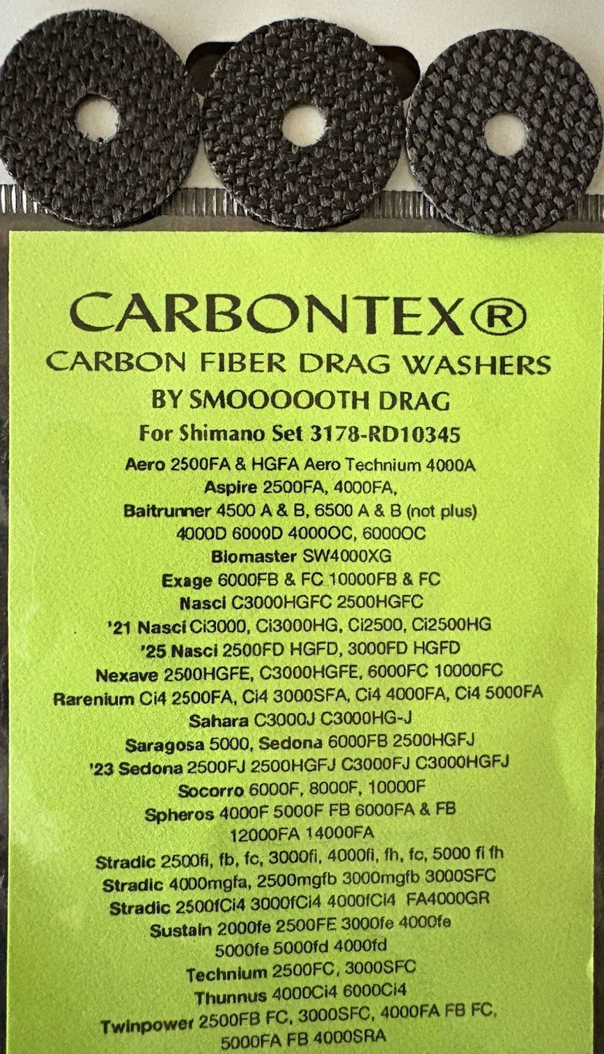 Shimano C3000J Saragosa Carbontex Washers - Reel Drag Improvement Kit