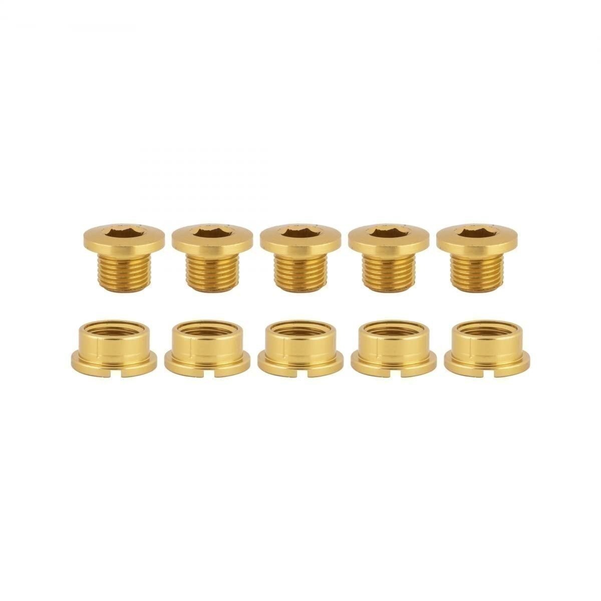 Single-Ring Chainring Bolts Set - Alloy, Gold, Durable Steel
