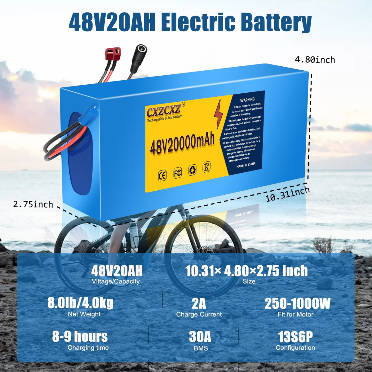 Electric Bicycle Battery 48V 36V 8Ah/10Ah/15Ah/20Ah UL Certified for E-Bikes