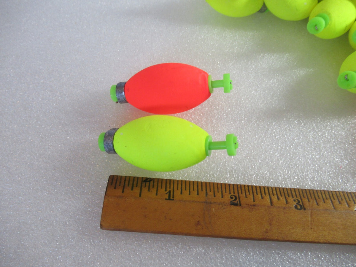 12 Pack 1.5-Inch Fishing Floats Oval Weighted Foam Snaps - Multiple Colors