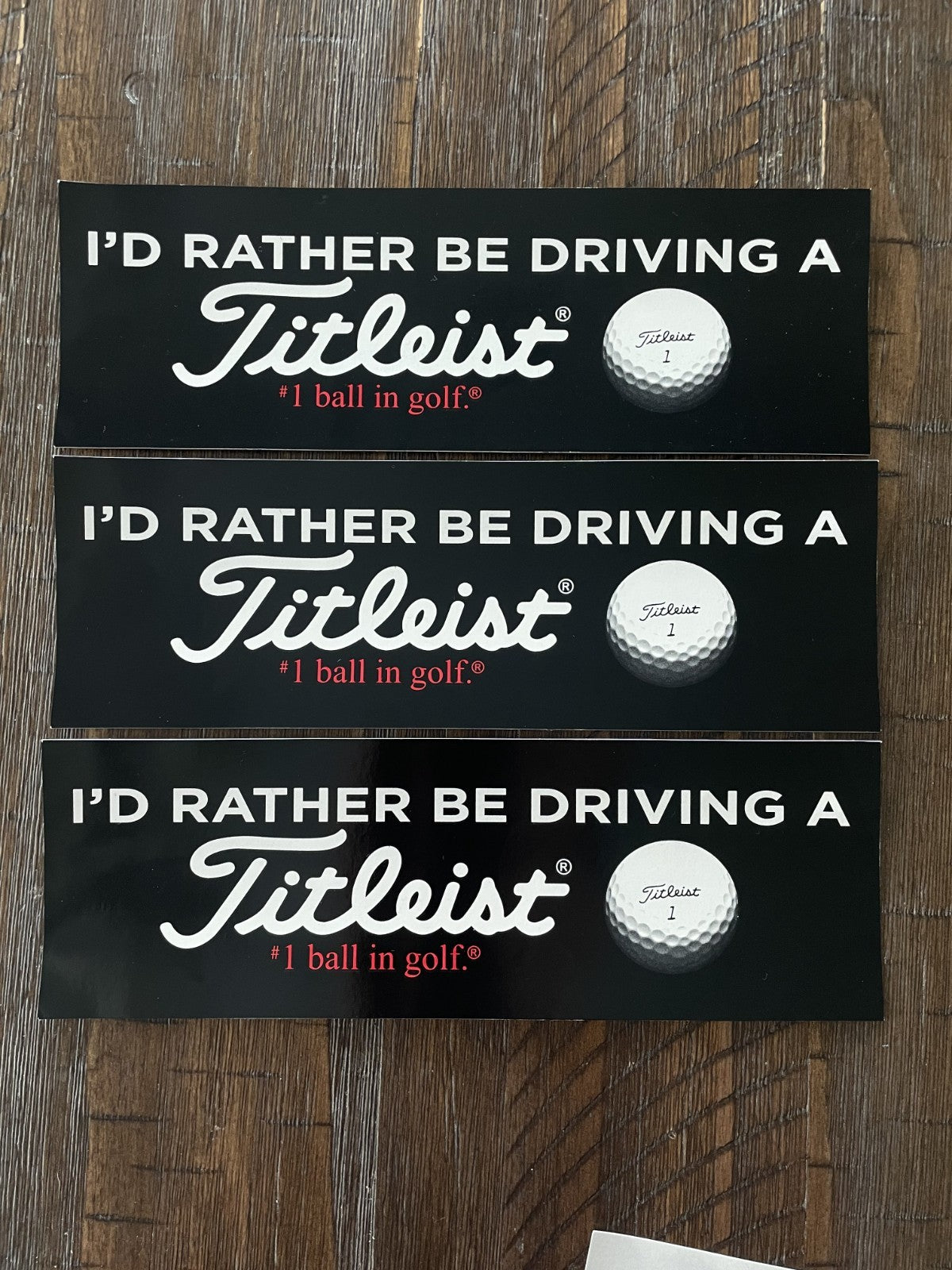 Vinyl Golf Decal - 'I'd Rather Be Driving' Titleist Bumper Sticker - Black 3x9 Inches