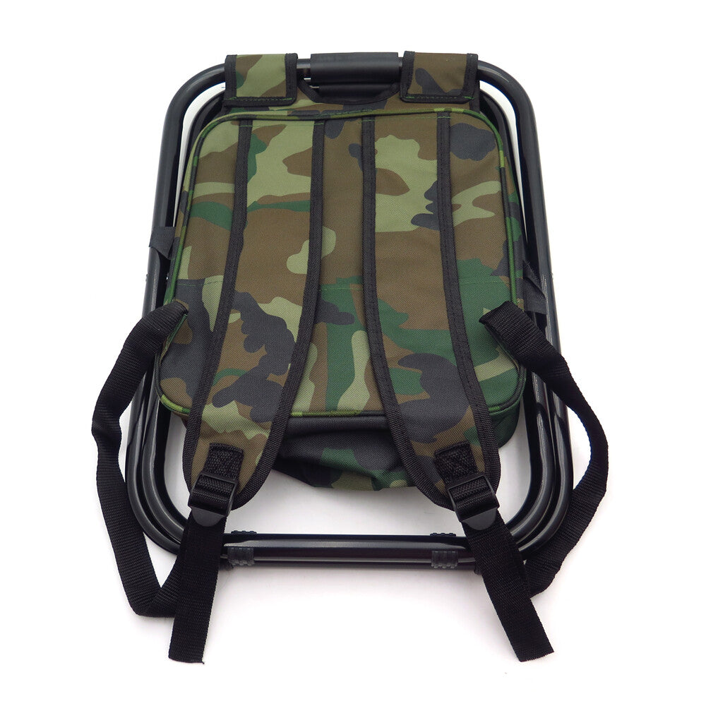 Foldable Outdoor Fishing Backpack Chair Stool with Cooler Bag