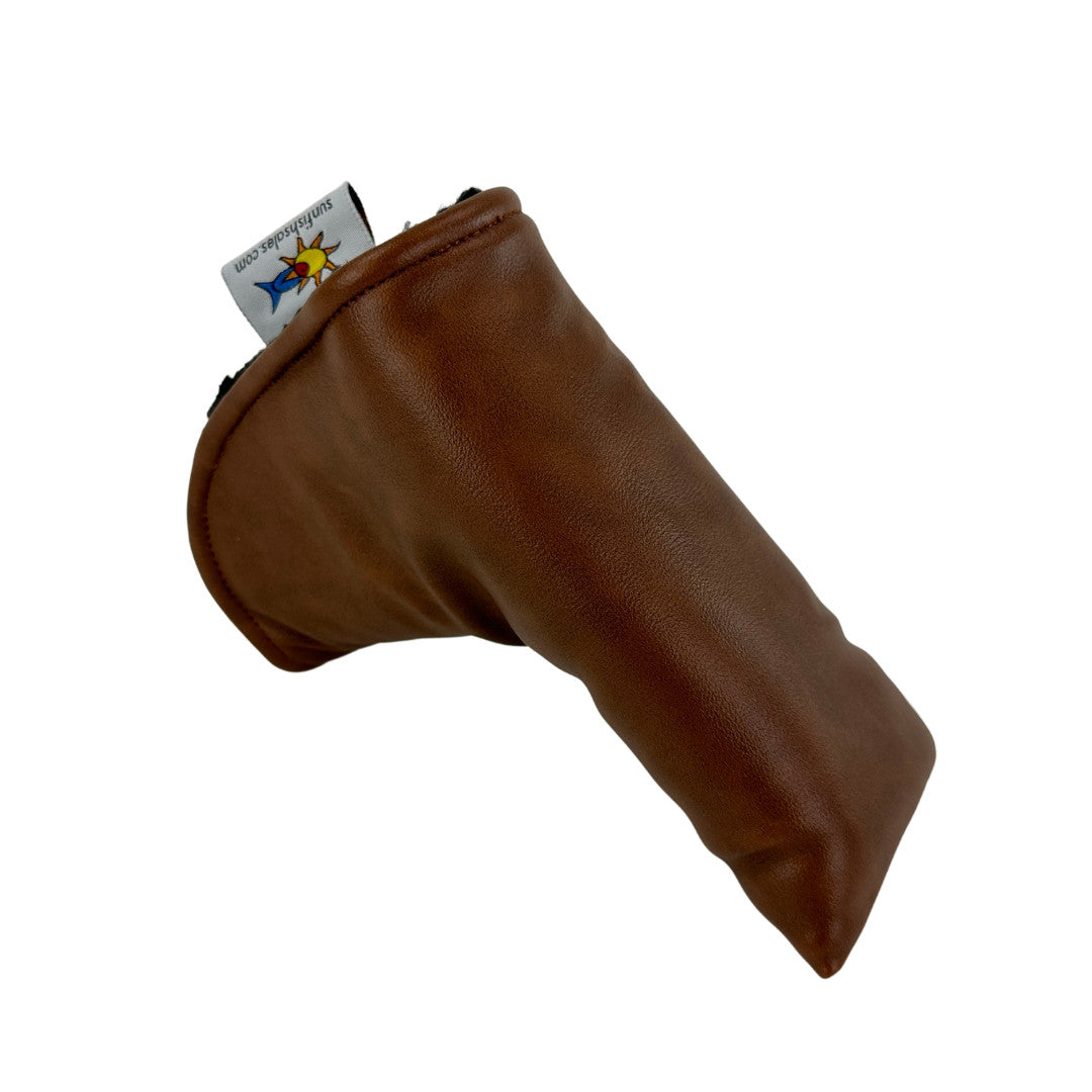 Brown Leather Golf Blade Putter Headcover with Magnetic Closure
