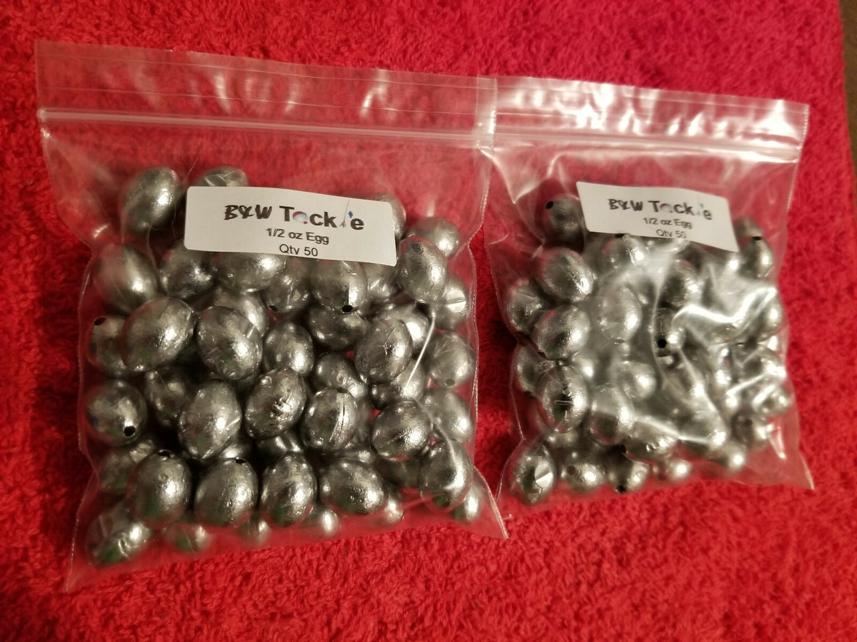 100pcs 1/2 oz Egg Sinkers Slip Fishing Weights - US Cast, Free Shipping