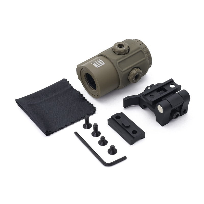 Magnifier with 3X Fixed Magnification and Fog-Resistant Optics for Tactical Use