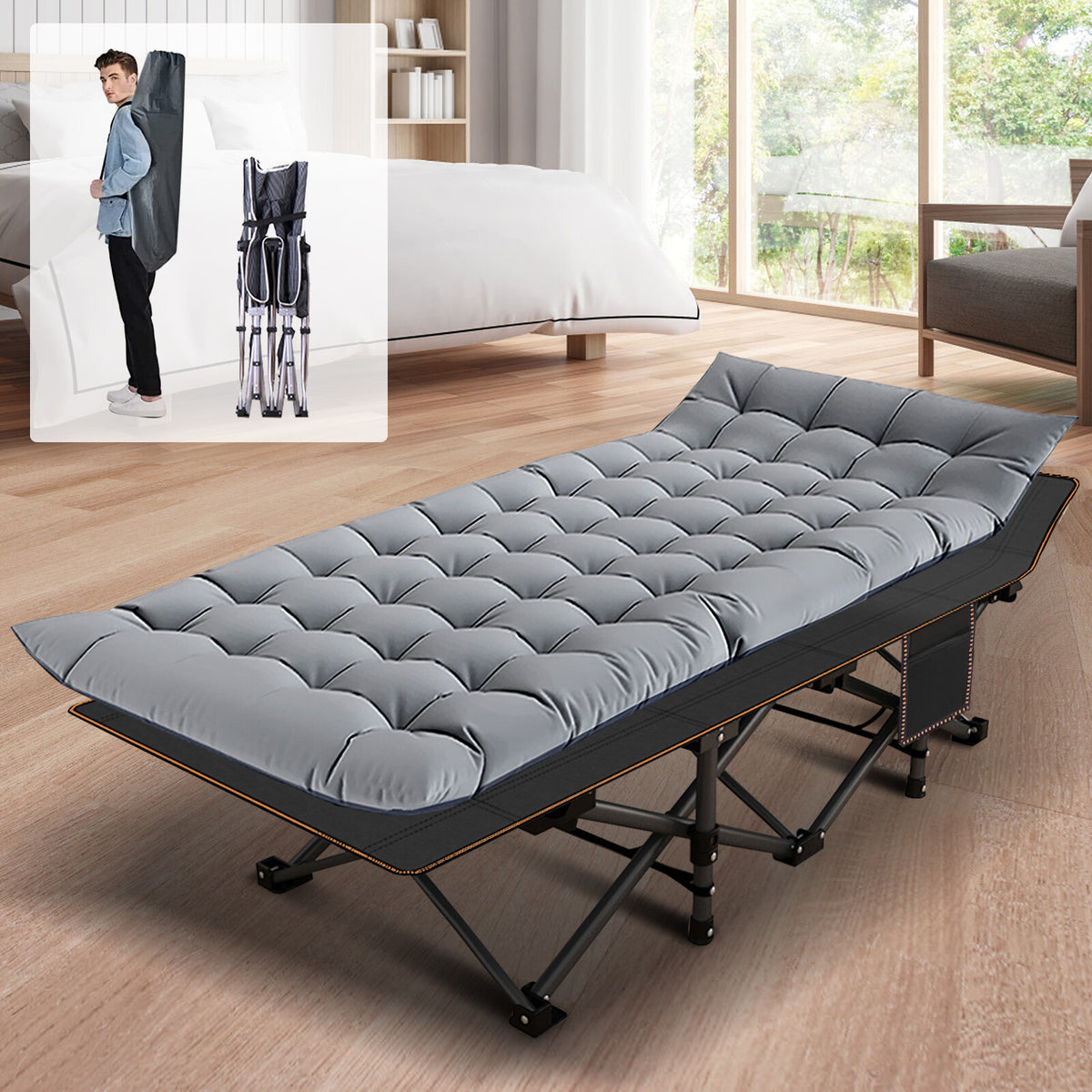 Heavy Duty Folding Camping Cot Bed for Adults Portable Sleep Bed with Support