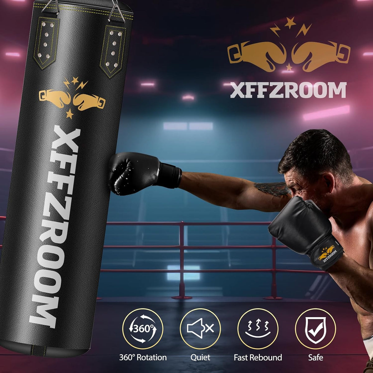 4Ft PU Leather Heavy Boxing Bag Set with Gloves and Accessories - MMA Kickboxing Training