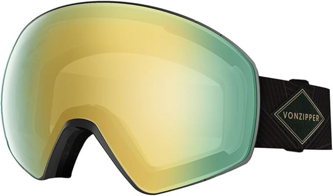 Snow Ski & Snowboard Goggles with Anti-Fog Spherical Lens Black Gloss Gold Chrome