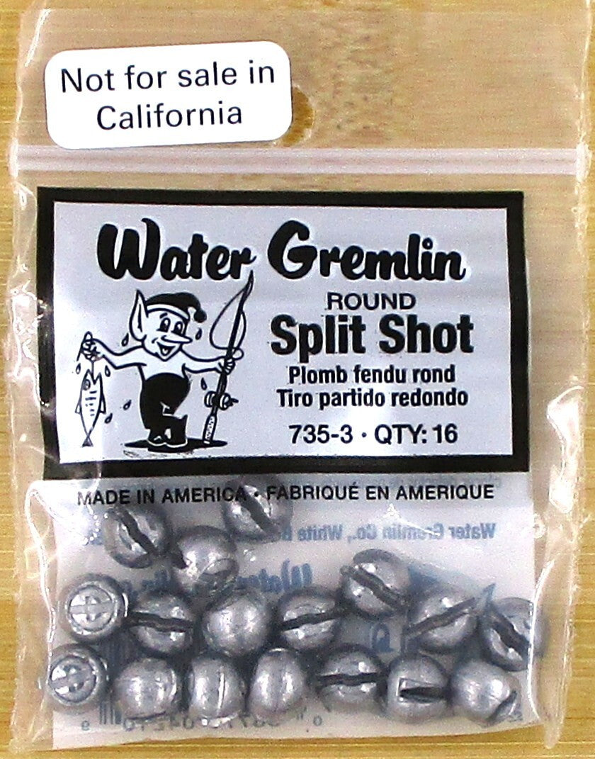 Water Gremlin Round Split Shot Sinkers 735-3 - Pack of 6 for Fishing