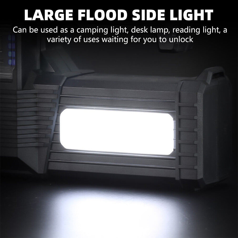 Super Bright 10 Million Lumens Rechargeable Handheld Spotlight with Solar & Power Bank
