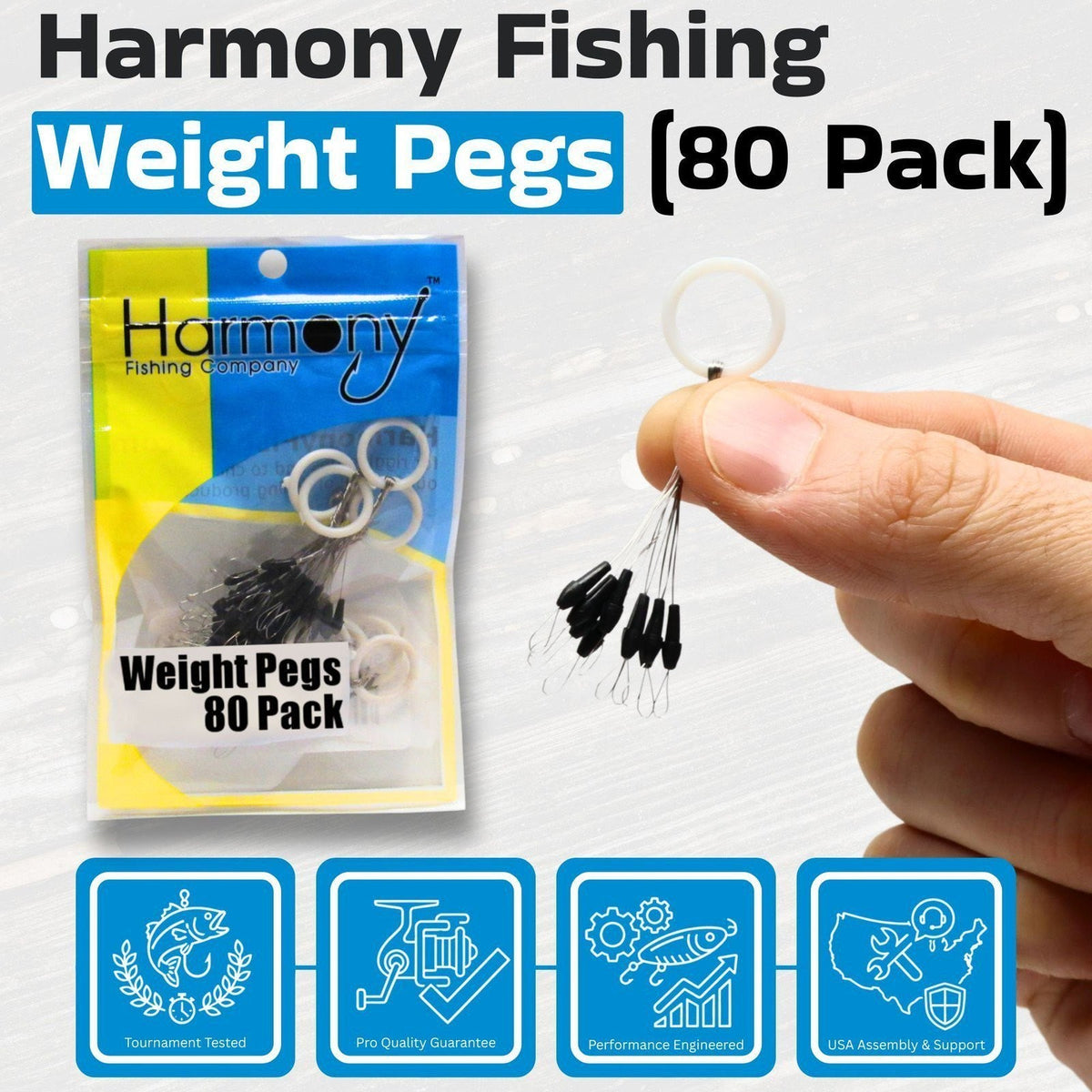 Fishing Weight Pegs for Worm and Flipping Weights - 80 Pegs Pack