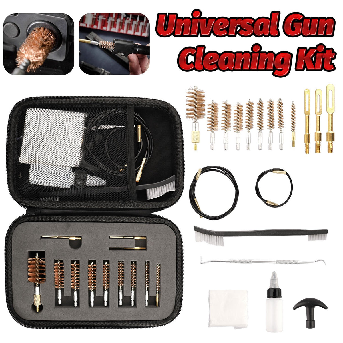 Gun Cleaning Kit 163pcs Universal Rifle Pistol Shotgun with Case