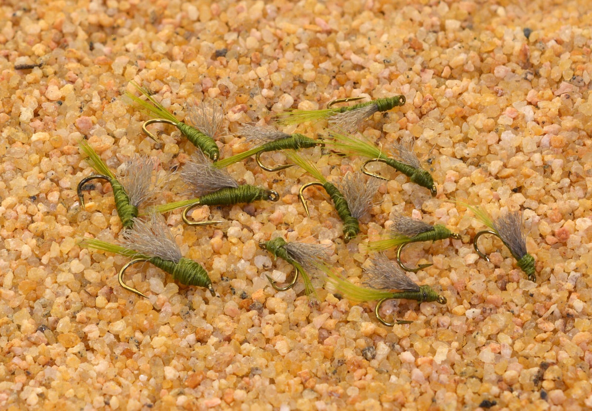 Fly Fishing Nymph Flies Assorted Sizes RS2 Olive Emerger Midge Pattern - Mustad Hook