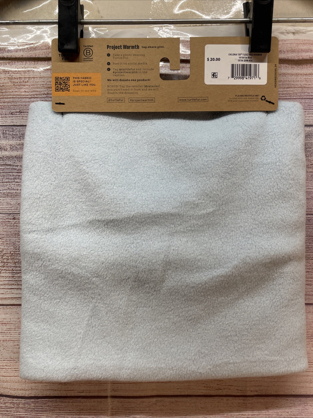Double-Layer Recycled Fleece Neck Warmer - Light Blue, Turtle Fur