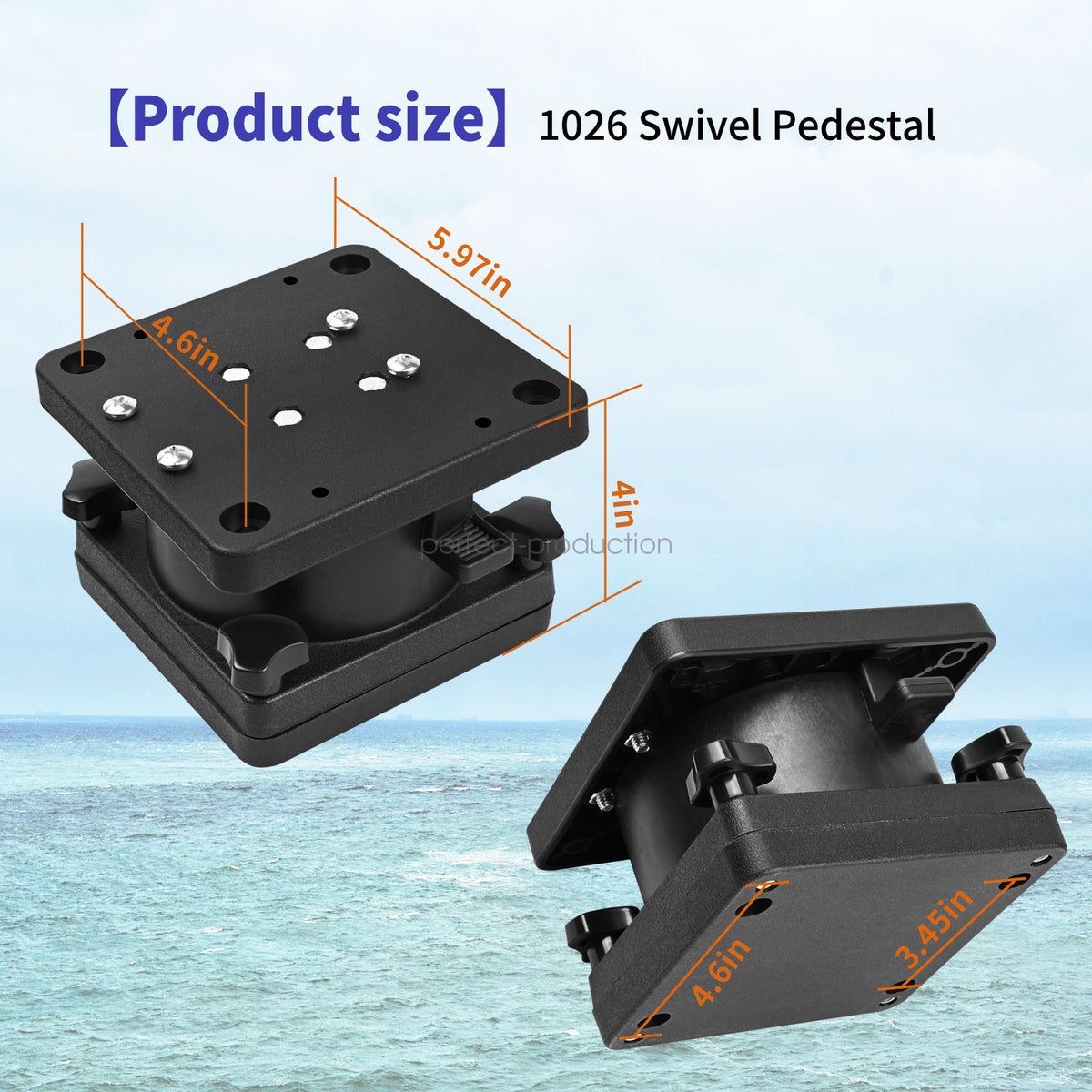 Swivel Pedestal Mount for Downrigger Fishing Equipment - Small Black