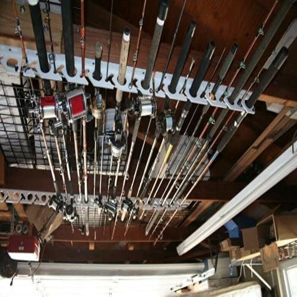 Fishing Rod Rack Wall Mount & Ceiling Storage Organizer for Up to 10 Rods