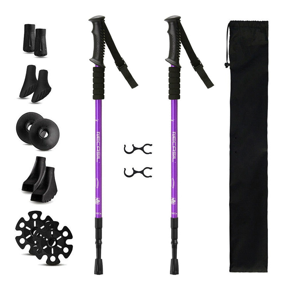 2X Adjustable Hiking Trekking Poles Nordic Walking Sticks Anti-shock Alpenstock