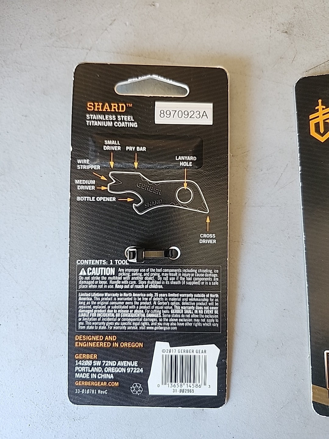 Black Gerber Shard Keychain Multi Tool with Screwdriver & Bottle Opener
