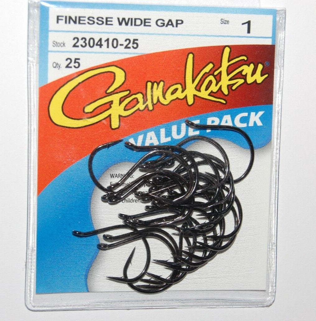 Gamakatsu Finesse Wide Gap Fishing Hooks Size 1 - Bass Senko Value Pack