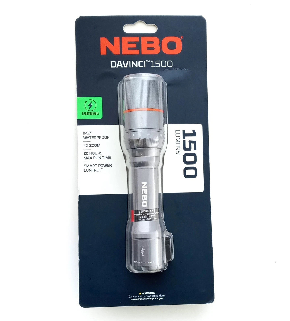 Rechargeable Aluminum Flashlight 1500 Lumens - Handheld Portable Torch
