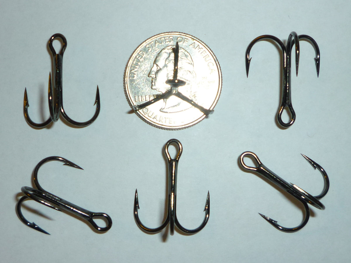 Bulk 100 VMC Treble Fishing Hooks Size 4 - Black Nickel, Strong & Sharp