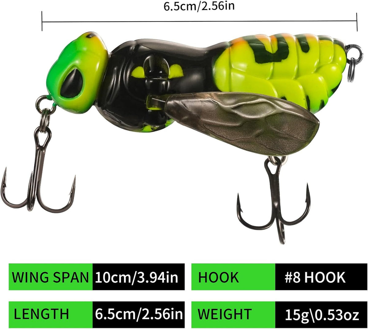 Topwater Fishing Lure Set for Bass Pike Walleye - 3 Piece Wasp Baits