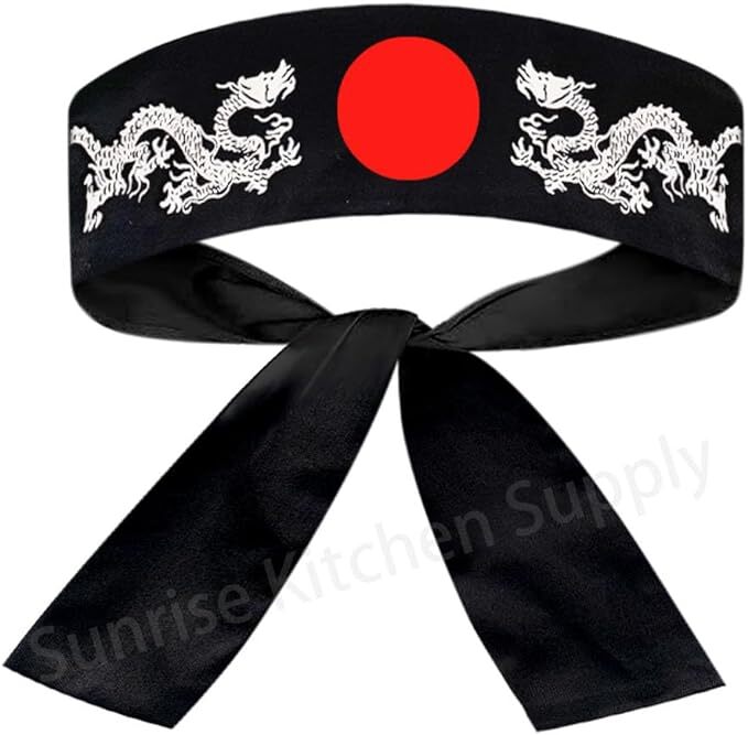 Black Sushi Headband for Chefs and Martial Arts - Unisex One Size