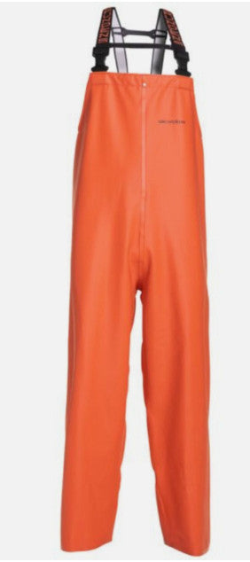 Commercial Fishing Bib Pants Waterproof Workwear - White & Orange