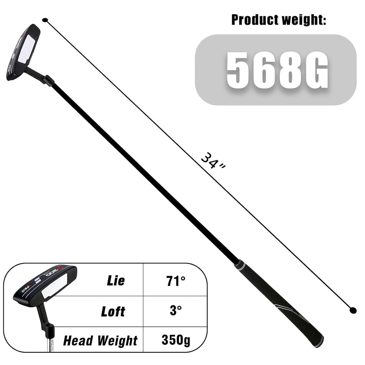 Right Handed 34-inch Golf Blade Putter with Graphite Shaft for Men Women Beginners