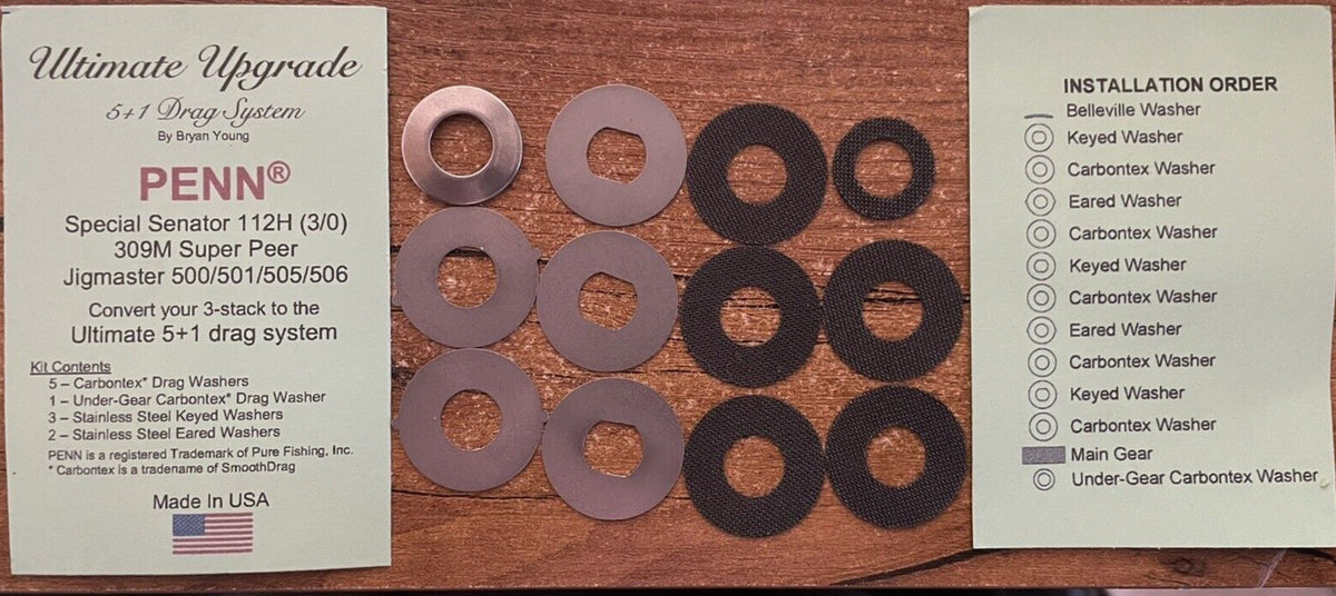 Upgraded 5+1 Drag System for Penn Jigmaster Reels - Carbontex Washers