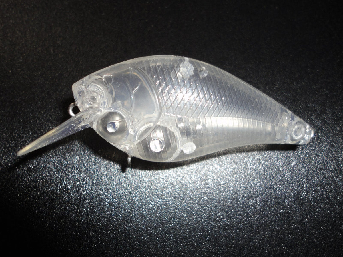 Unpainted 1.5 Square Bill Fishing Lures - Rattling, Transparent & Holographic Set