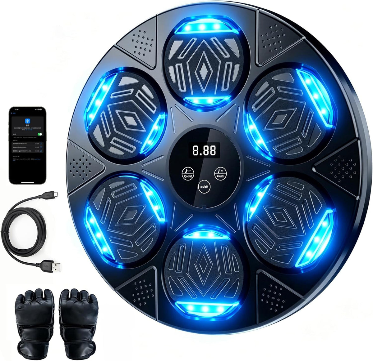 Wall Mounted Bluetooth Boxing Machine with Gloves - Interactive Punching Pad