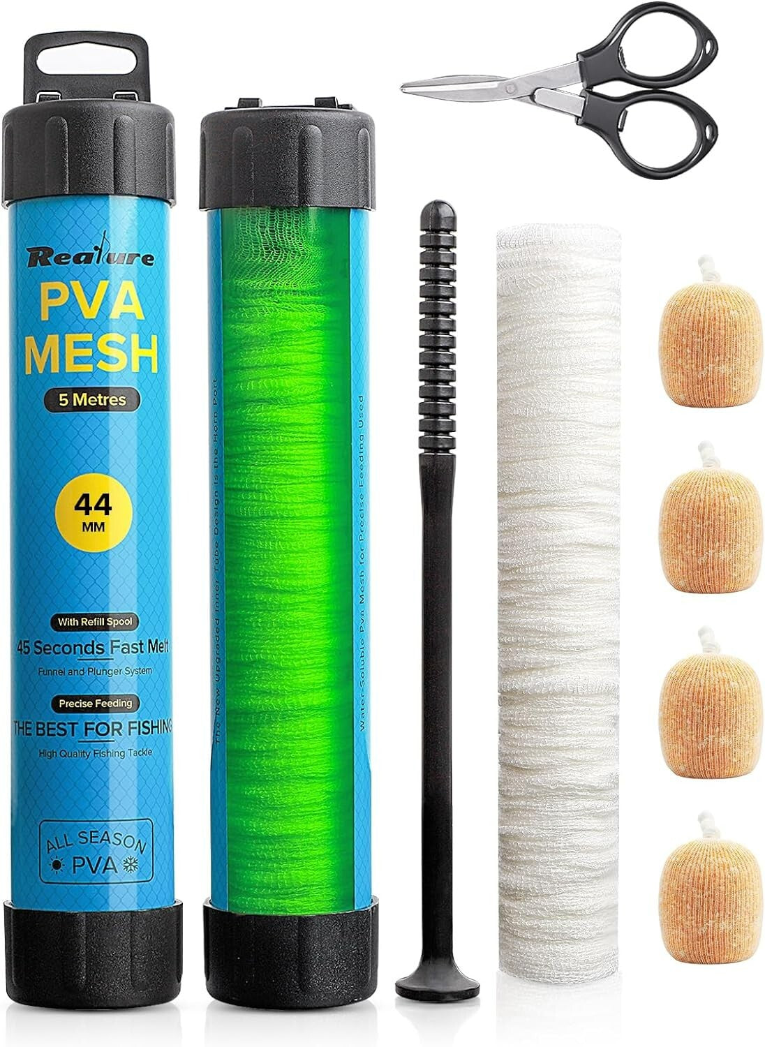 PVA Mesh Kit Set for Carp Fishing with Scissors & Funnel - 5m & 15m Variants