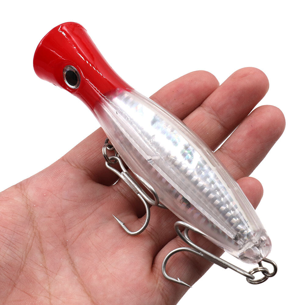 6pcs Popper Fishing Lures Set with 3D Eyes Topwater Baits 40g