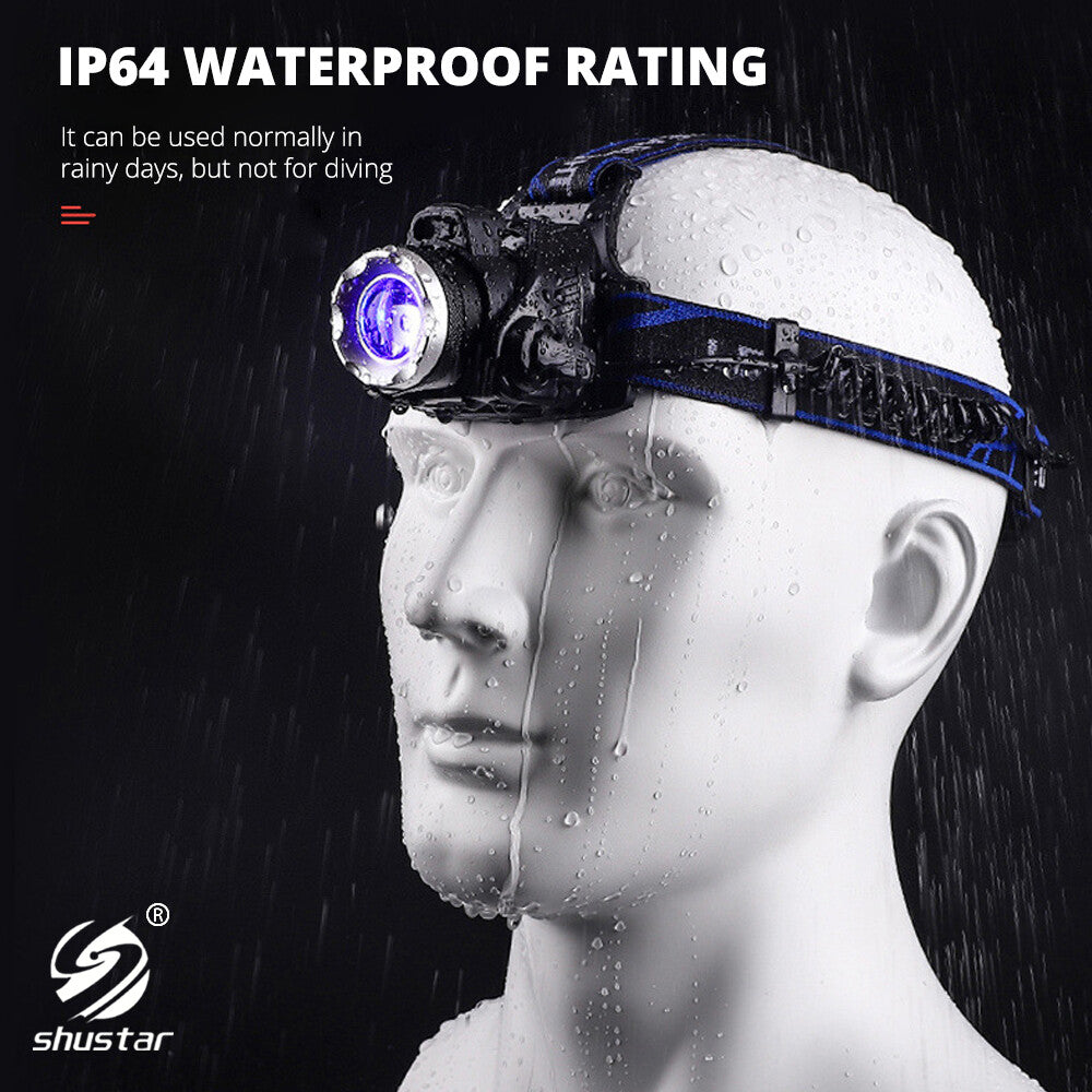 Rechargeable LED Headlamp 25000LM Waterproof Zoomable Head Torch Flashlight