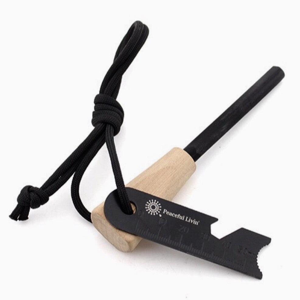 Wood Fire Starters Flint Steel Striker Camping Survival Kit - Waterproof Outdoor Tool Set