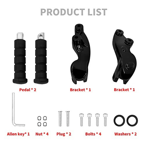 Motorcycle Passenger Foot Pegs Rear Footrest Gloss Black for Indian Scout