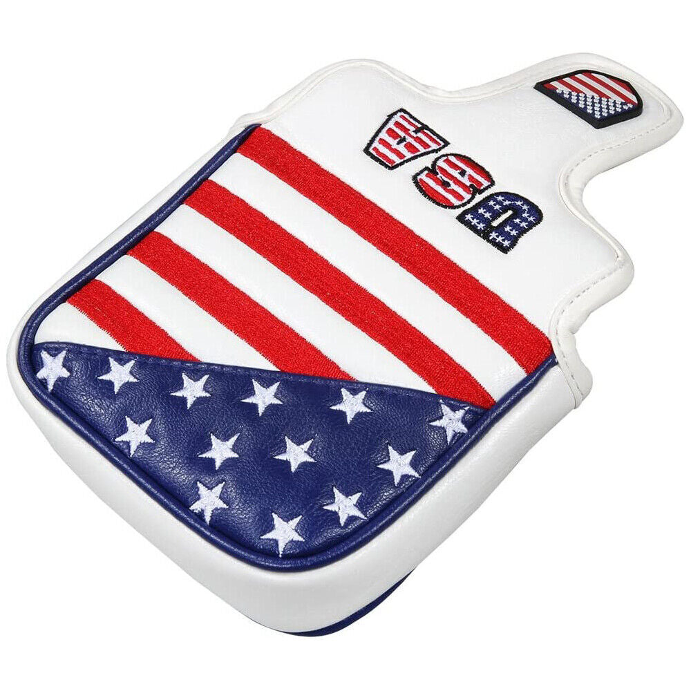 Magnetic Square Mallet Golf Putter Cover with USA Flag Pattern - Waterproof PU Leather