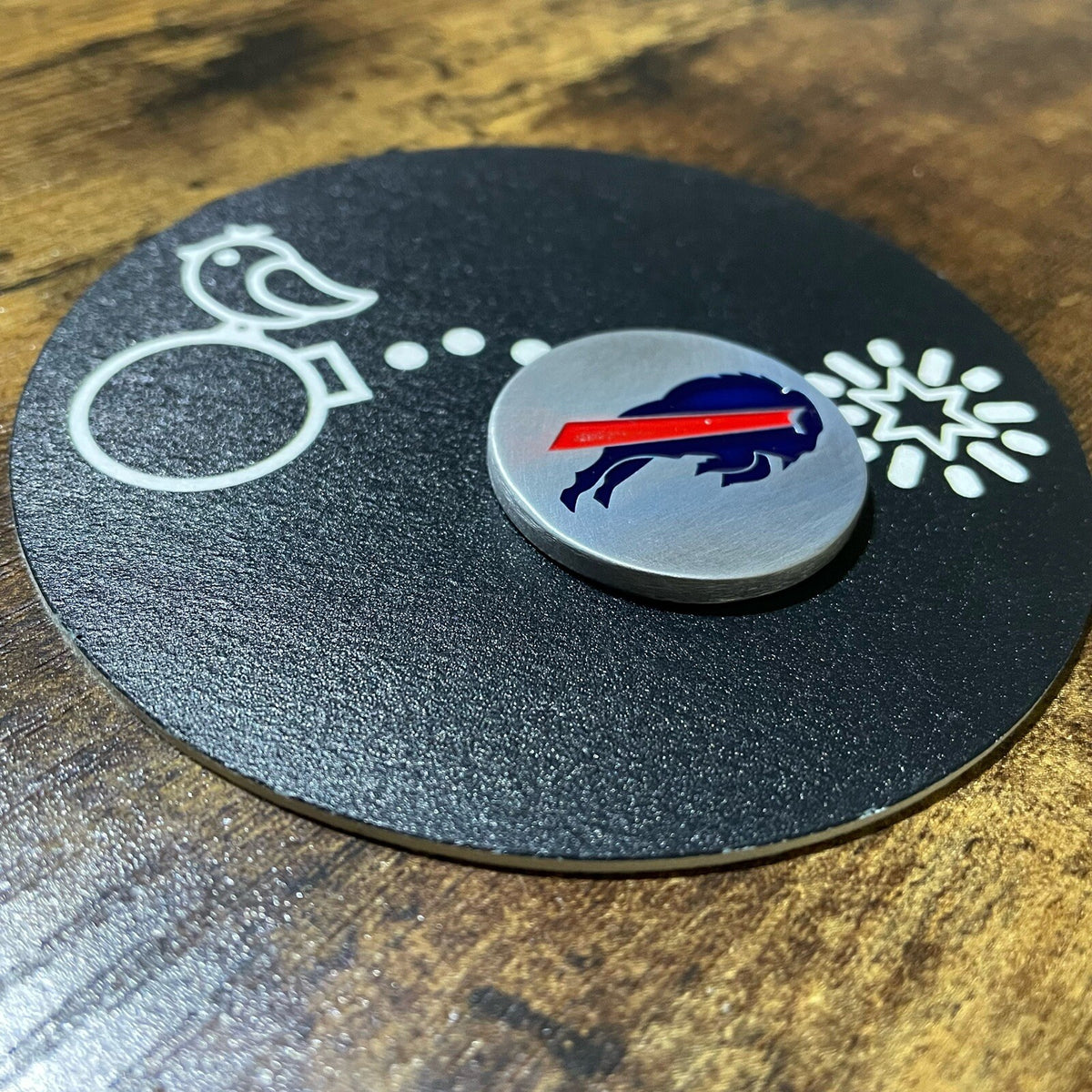 Laser Engraved Aluminum Golf Ball Marker - Buffalo Bills Logo, Customizable