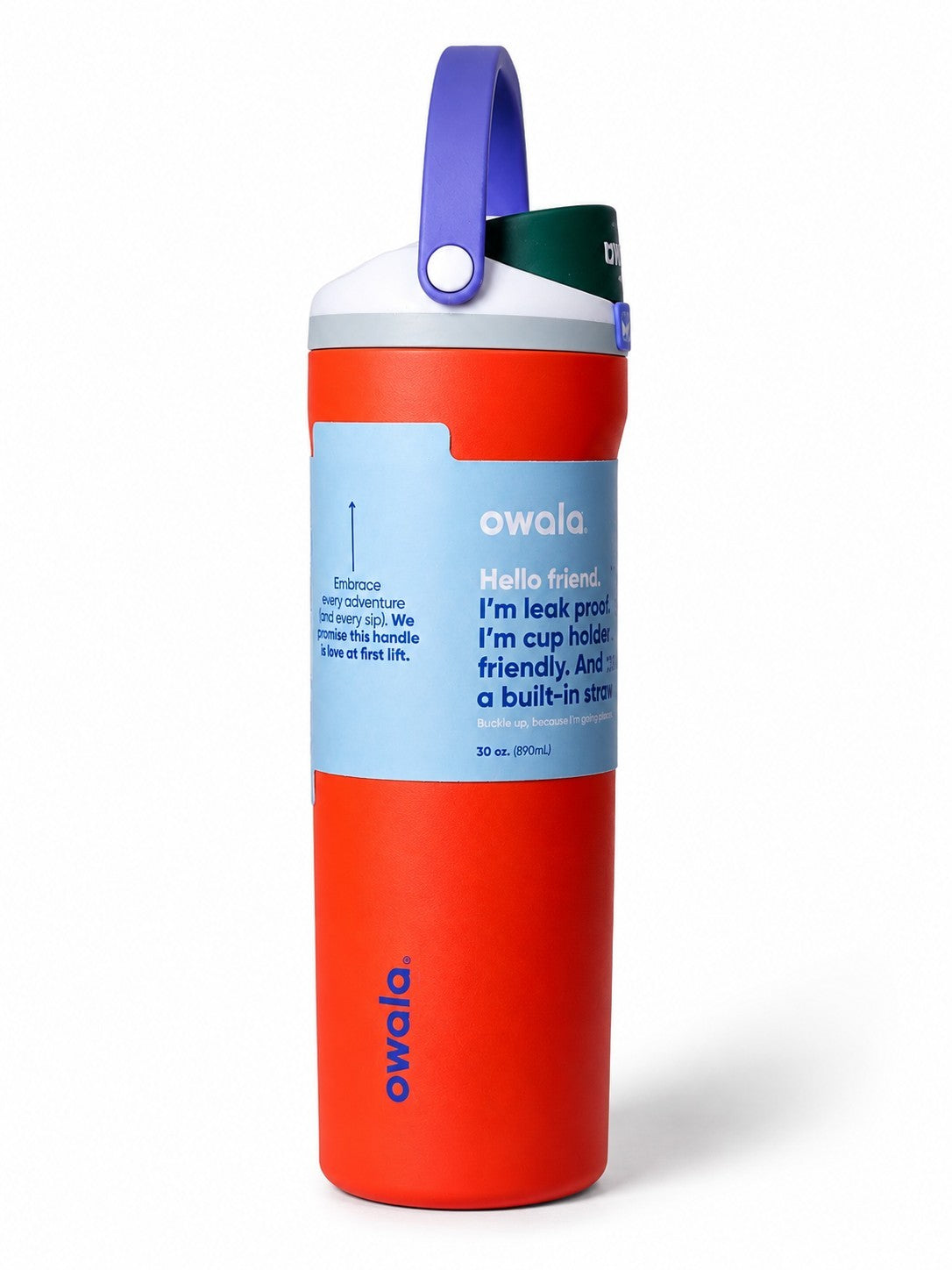 Insulated Stainless Steel Water Bottle 30oz - Coral Orange Travel Hydration